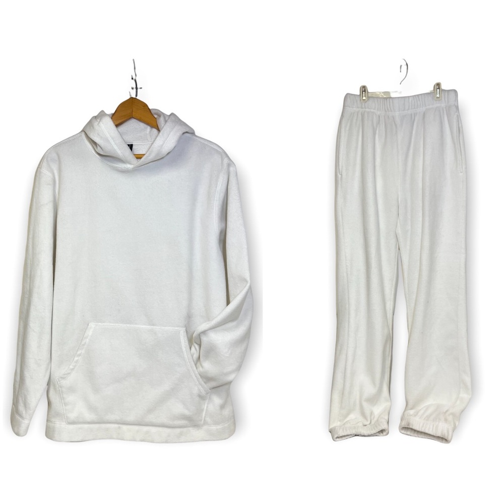 Vintage Foot Locker White Track Suit Hoodie Pants Super Plush Cozy 2 Pie…
